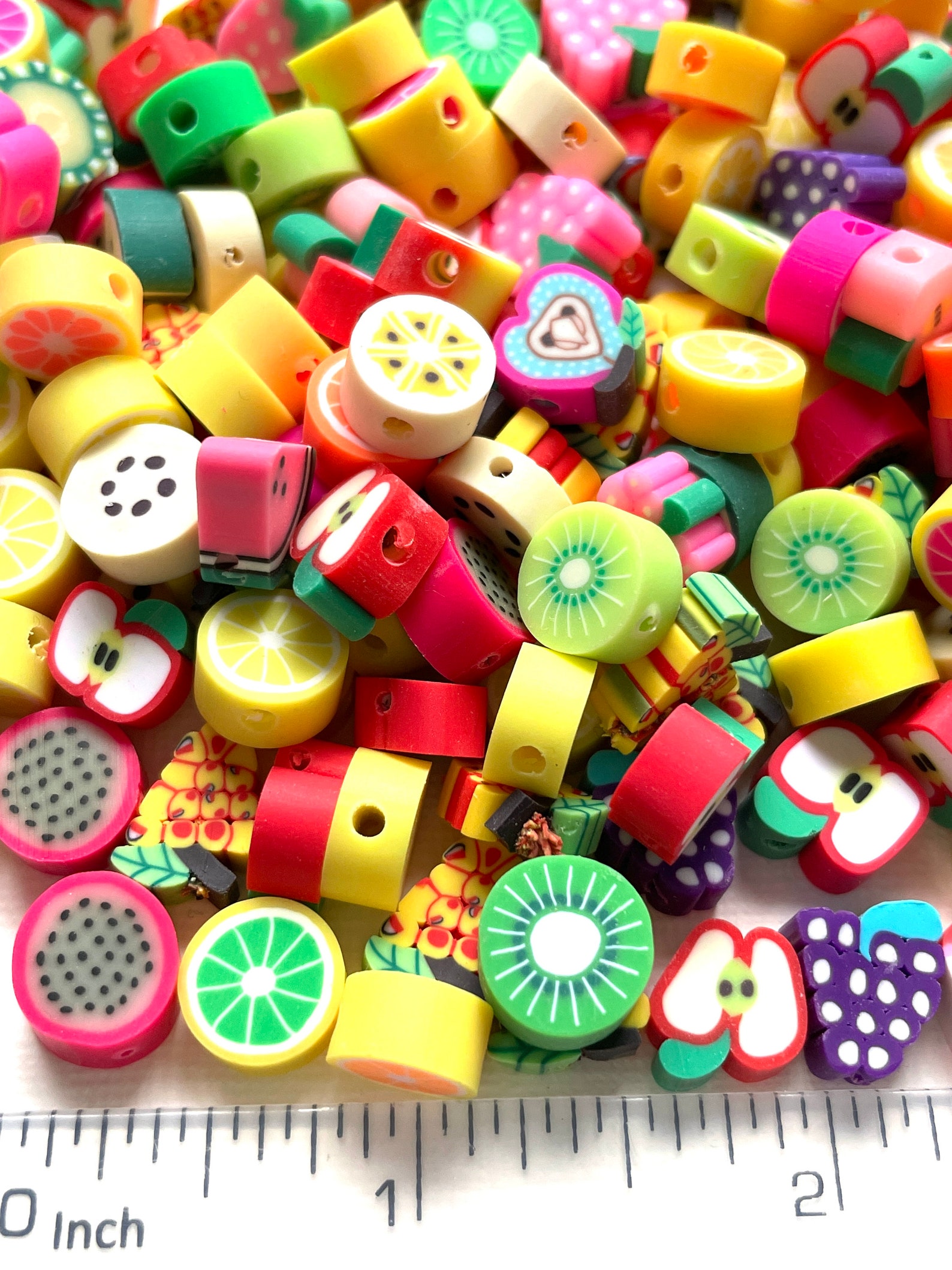 Polymer clay FRUIT slice beads 25 pieces per bag findings Etsy
