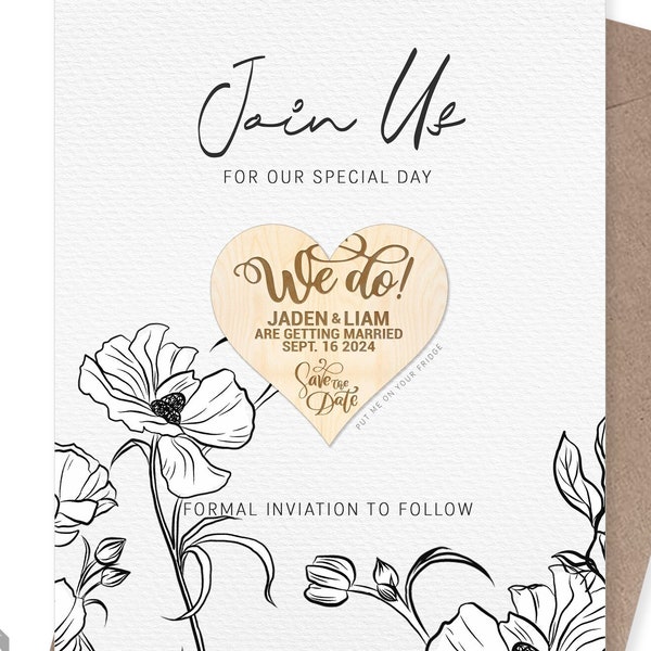 Unique Wedding Ideas | Save the Date Magnets with floral cards | A Creative Way to Invite Guests to Your Wedding