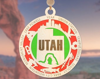 Utah Christmas Ornament for 2023 Wooden Utah Ornament State Pride Christmas Ornament, 50 States Available, free shipping