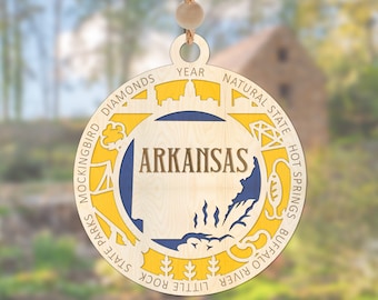 Arkansas Christmas Ornament for 2023 Wooden Arkansas State Ornament State Pride Christmas Ornament, 50 States Available, Free Shipping