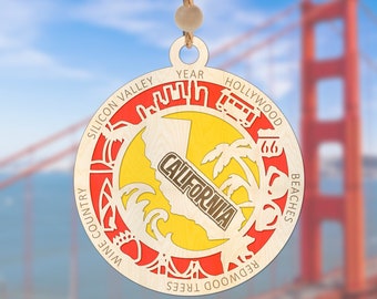 State of California Christmas Ornaments for 2023, they make great State Christmas gifts and can be personalized.