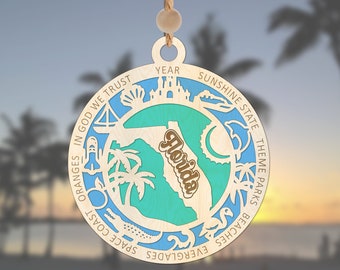 Florida Christmas Ornament for 2023 Wooden Florida State Ornament State Pride Christmas Ornament, 50 States Available, Free Shipping