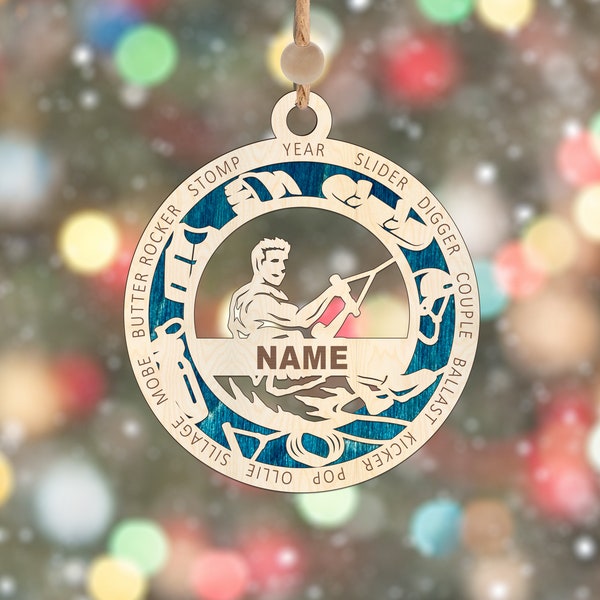 Wakeboarder Christmas ornament, water sports Christmas ornaments, wakeboard ornaments, Christmas decorations, personalized