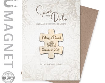 Save the Date Magnet, Save The Date Magnet with Cards, Make Our Puzzle Complete, Personalized Save the Date, Wooden, Puzzle Save The Date