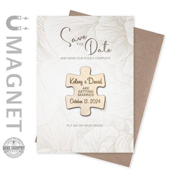 Save the Date Magnet, Save The Date Magnet with Cards, Make Our Puzzle Complete, Personalized Save the Date, Wooden, Puzzle Save The Date