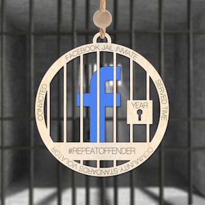 Facebook Jail Ornament 2023 Facebook Jail FB Jail Facebook Ornament 2022 Facebook Jail Ornament Christmas Ornament Gag Gift