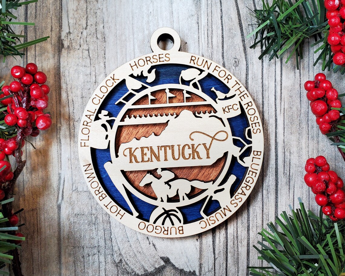 Kentucky Christmas Ornament for 2022 Wooden Kentucky State Etsy