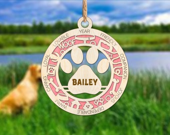 Personalized dog paw ornaments engraved with your pups names on it, Custom Dog Ornaments, Puppy Ornaments,