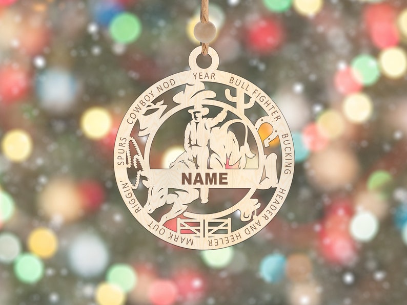 Bull Rider Christmas ornament, rodeo Christmas, ranch ornaments, bull, cow Christmas decorations, personalized image 6