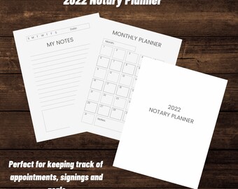 Notary Marketing Printable 2022 Notary Planner | Daily, Weekly, Monthly Notary Public Planner