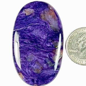 Best Quality Charoite Gemstone Cabochon Cushion Shape Loose Natural Charoite Jewelry Making Stone Charoite 54x32x5MM 86Cts