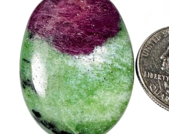 Natural Ruby Zoisite Cabochon, Polished Gemstone for Jewelry (42x29x7mm, 95Cts)