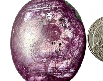Ruby Zoisite Oval Cabochon, Natural Loose Gemstone (45x37x7mm)
