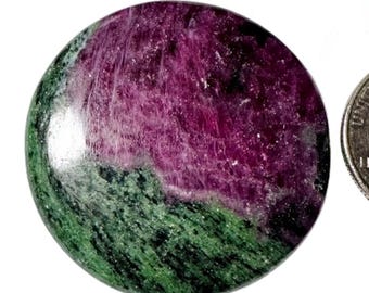 Ruby Zoisite Cabochon, Natural Gemstone (40x40x7mm, 131 Cts)