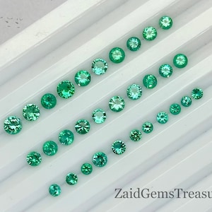 Esmeralda natural de Zambia – Gema redonda facetada AAA de 1-4 mm