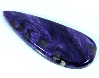 Russian Charoite Pear Cabochon, Purple Healing Gemstone (60x23x5 mm)