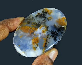 4243-45 Natural DENDRITIC AGATE CABOCHON Fossilised Agate Pear Cabochon For Wire Wrapping 19x32x6mm 28 Cts