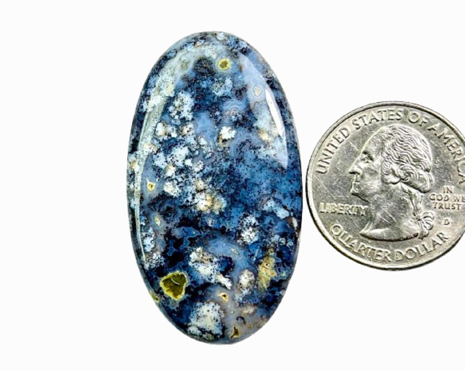Natural Ocean Jasper Cabochon, Oval Loose Stone (45x25x5mm, 55cts
