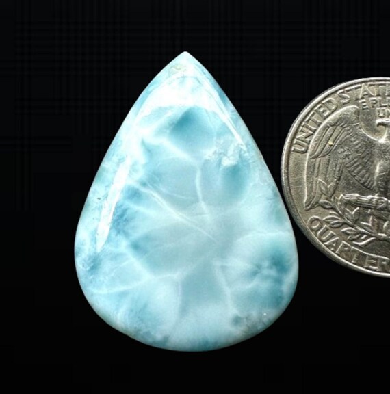 Natural Teardrop Larimar Cabochon, Handmade Gemstone (36x26x6MM, 48 Cts)