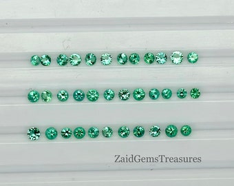 Natural Zambian Emerald 4MM Very Rare Size Round Brilliant Faceted AAA Quality - Top Quality Zambian Emerald Brilliant Faceted AAA Quality