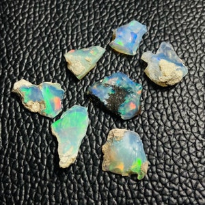 7 Pcs Natural Opal Raw Rough, Opal Fire Rough, Ethiopian Opal Gemstone Rough, Multi Fire Opal, Opal Rough 11x9x5 To 16x10x4 MM 14Cts #MU-814