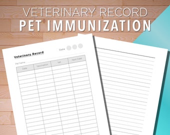 Veterinary Record, Vet Record, Veterinary Records, Pet Immunization, Pet Vaccination, Pet Vaccines Printable, Pet Vaccination History