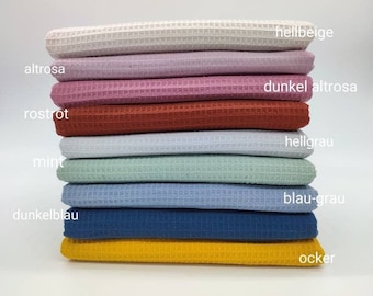 Waffle pique fabric, waffle piqué in various colors from 0.25 m. Waffle fabric color selection