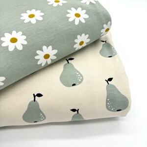 Organic cotton jersey organic jersey pear or daisy on say from 0.5 m image 2