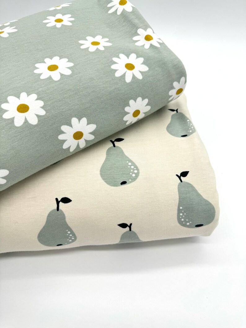 Organic cotton jersey organic jersey pear or daisy on say from 0.5 m image 2