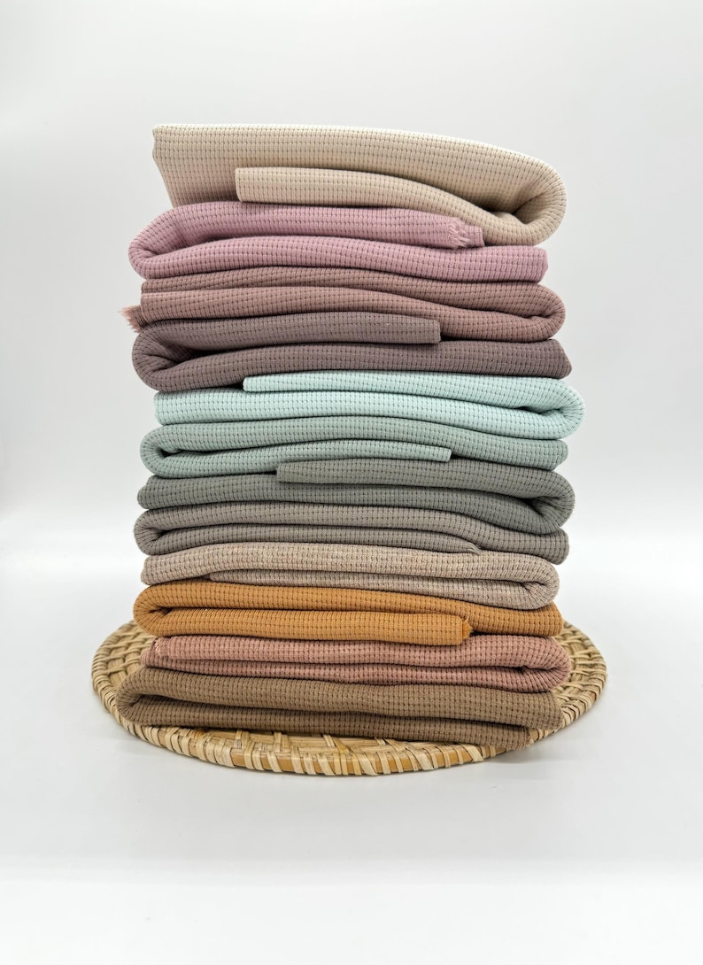 Waffle knit jersey knit fabric waffle knit various colors from 0.5 m image 1