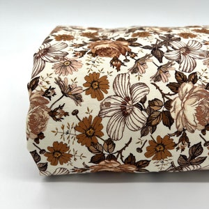 Jersey fiori vintage jersey di cotone fiori vintage in marrone da 0,5 m