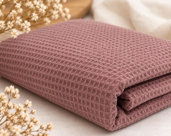Waffle pique fabric in old mauve from 0.25 m