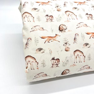 Cotton fabric forest animals fox owl rabbit cotton from 0.5 m