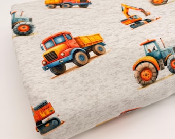 Jogging Sweat Fleece Fabric Construction Vehicles Sweat with soft inside from 0.5 m