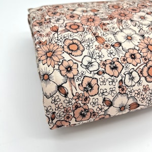 Jersey combination floral on beige cotton jersey from 0.5 m
