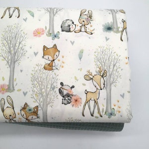 Cotton fabric premium baby forest animals forest friends fabric from 0.5 m