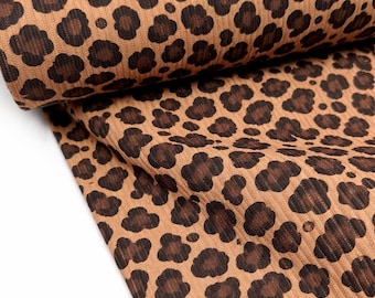 Baby corduroy fabric with leopard print | Stretch corduroy fabric | Animal print jersey | Rib corduroy | Clothing fabric for children's and women's fashion
