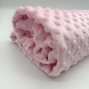 Tessuto in pile Minky Tessuto in pile Minky Tessuto in pile morbido con pomelli rosa chiaro da 0,5 m