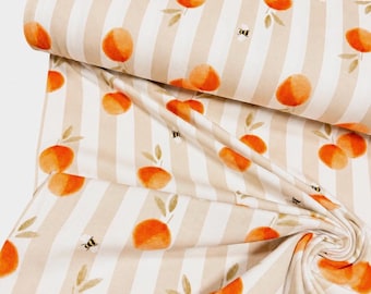 Jersey fabric with oranges and bees, cotton jersey from 0.5 m