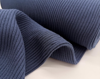 Chunky knit cuffs cuff fabric in dark blue from 0.25 m