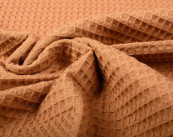 Waffle pique, waffle fabric in cognac, from 0.25 m