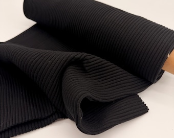 Chunky knit cuffs cuff fabric in black from 0.25 m