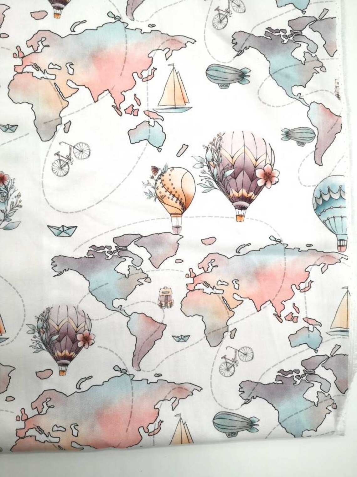 Tissu coton Premium Tour du monde Tissu Carte du monde Coton à | Etsy