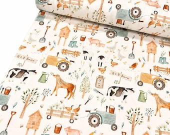 Farm-themed jersey, cotton farm-themed jersey from 0.5 m