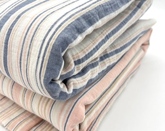 Muslin yarn dyed fabric, double gauze muslin stripes in various colors, from 0.5 m