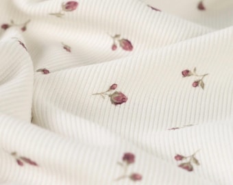 Rib Jersey Roses Rib Knit Jersey Fabric Rib Knit Jersey from 0.5 m