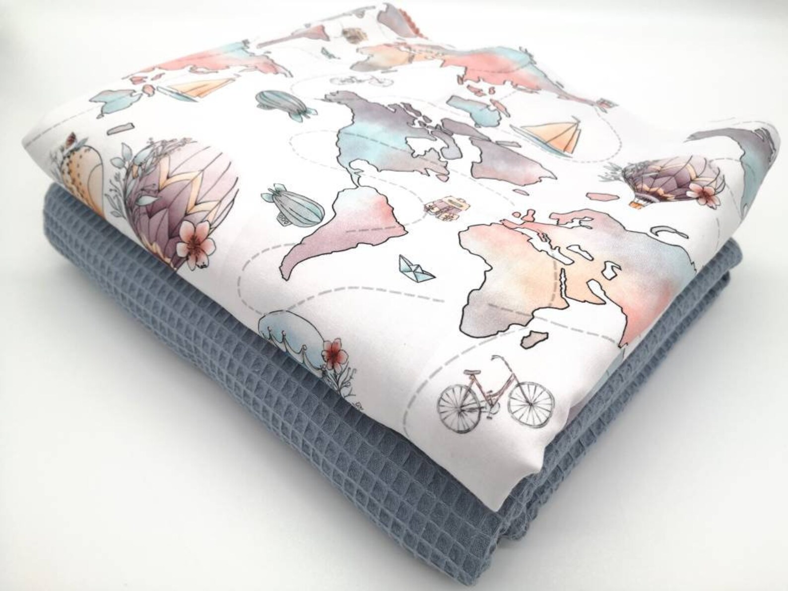 Tissu coton Premium Tour du monde Tissu Carte du monde Coton à | Etsy