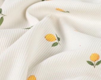 Ribbed Jersey, Lemon Rib Knit Jersey Fabric, Rib Knit Jersey from 0.5 m