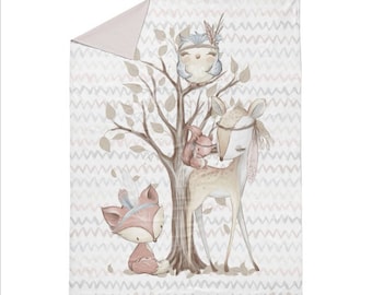 PANEL Cotton panel XL Fabric Forest Friends Cotton fabric Forest animals Panel 75 x 100 cm