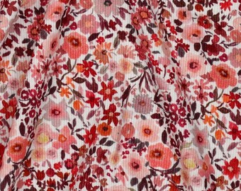 Ribbed jersey with peach flowers – OEKO-TEX cotton jersey – Floral baby & children's fabric – 120 cm wide